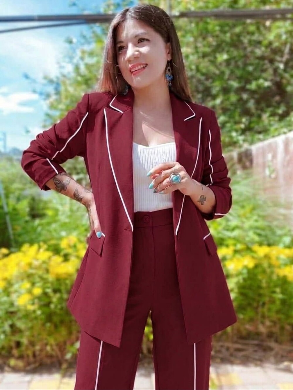 2pcs Stylish Oversized Blazer Jacket With Matching Pants Outfit Set
